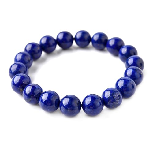 Jade-Armband für Damen und Herren, natürliche blaue Edelsteine, Stretch-Perlen, Glücksarmband, Einheitsgröße, Achat von Bwesfy