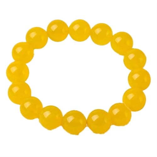 Jade-Armband für Damen und Herren, natürliche gelbe Achat-Edelsteine, Stretch-Perlenarmband, Einheitsgröße, Achat von Bwesfy