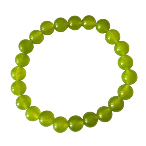 Jade-Armband für Damen und Herren, natürliche gelbe Edelsteine, Kristall, Stretch-Perlenarmband, Einheitsgröße, Achat von Bwesfy