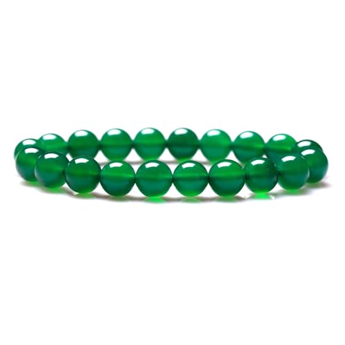 Jade-Armband für Damen und Herren, natürlicher grüner Achat, Chalcedon, Kristallperlen, Stretch-Armband, 8 mm von Bwesfy