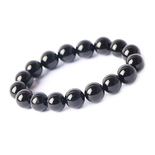 Jade-Armband für Damen und Herren, natürlicher schwarzer Achat, Kristall, Achat, Chalcedon, Klasse 7A, Stretch-Perlenarmband, Einheitsgröße, Achat von Bwesfy