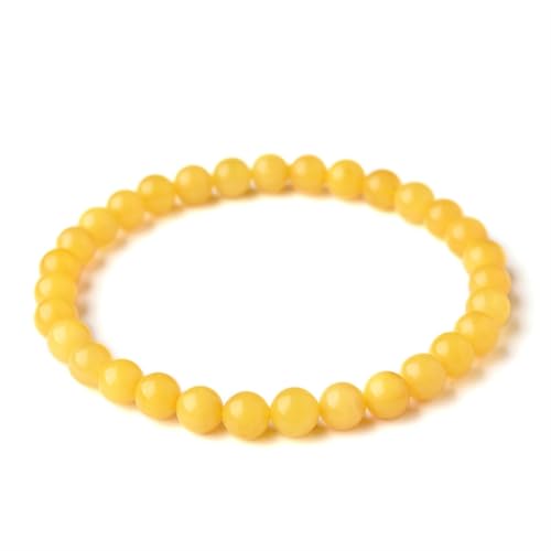 Jade-Armband für Damen und Herren, natürliches gelbes Bienenwachs-Edelsteine, Stretch-Perlenarmband, Einheitsgröße, Achat von Bwesfy
