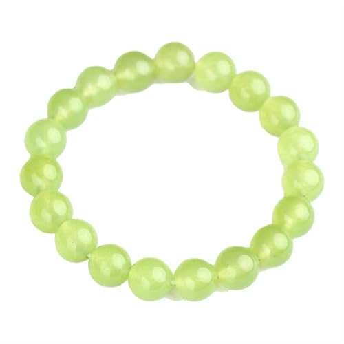 Jade-Armband für Damen und Herren, natürliches hellgrünes Chalcedon-Perlen, Stretch-Armband, 8 mm von Bwesfy