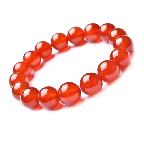 Jade-Armband für Damen und Herren, roter Achat, Chalcedon, Edelstein, dehnbar, elastisches Armband, 4 mm von Bwesfy
