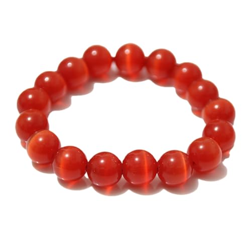 Jade-Armband für Damen und Herren, rotes Katzenaugen-Stein, Stretch-Perlen-Kristall-Armband, Schmuck, 12 mm von Bwesfy