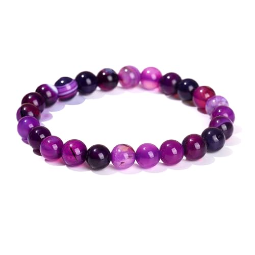 Jade Armband für Frauen, Kristall Edelstein Gestreift Achat Chalcedon Armband Perlen Stretch Armband, 10 mm von Bwesfy