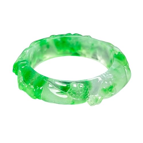 Jade Armreif Armband für Frauen, schwimmend grün geschnitzt Jadeit Armreifen echt mit Zertifikat, Einheitsgröße, Achat von Bwesfy