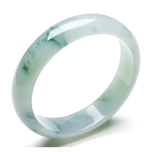 Jade-Armreif für Damen, grüner schwimmender Blumen, natürlicher burmesischer echter Jadeit-Armreif, Einheitsgröße, Achat von Bwesfy