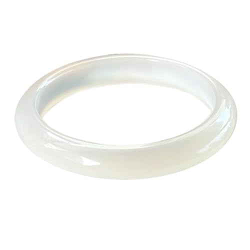 Jade-Armreif für Damen, natürliches Weiß, dünn, rund, mit Schmuckschatulle, Einheitsgröße, Achat von Bwesfy