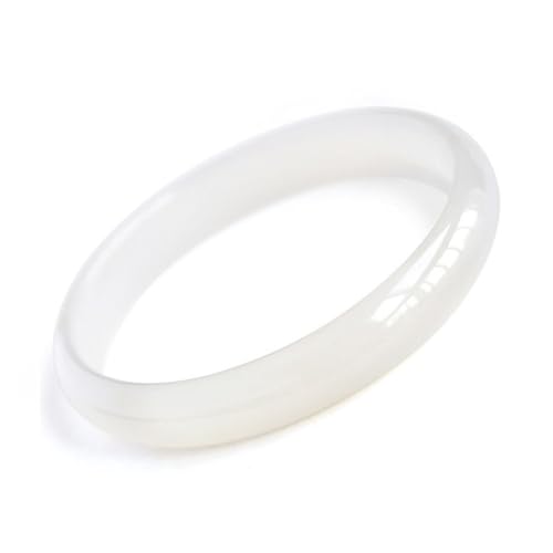 Jade-Armreif für Damen, weiß, chinesischer Stil, dünn, rund, Jade-Armreif, Einheitsgröße, Achat von Bwesfy