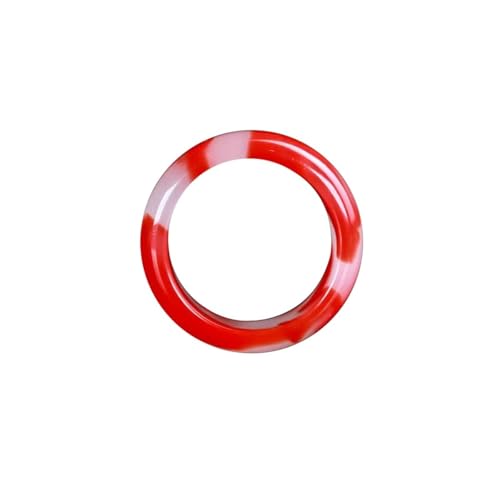 Jade-Ringe für Männer und Frauen – natürlicher rot-weißer chinesischer Edelstein Jade Bandring – Glücksschmuck, Einheitsgröße, Achat von Bwesfy