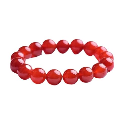 Karneol Jade Armband für Frauen, roter Achat Edelstein Runde Perlen Stretch Armband Unisex, 8 mm von Bwesfy