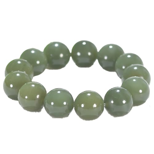 Natürliches grünes Jade-Armband für Damen und Herren, mit Edelsteinen, dehnbar, rund, Perlenarmband, Einheitsgröße, Achat von Bwesfy