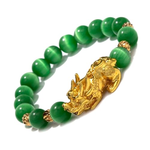 Pi Xiu Jade-Armband für Damen und Herren, Katzenaugenstein, Feng Shui, Stretch-Perlenarmband, Einheitsgröße, Achat von Bwesfy