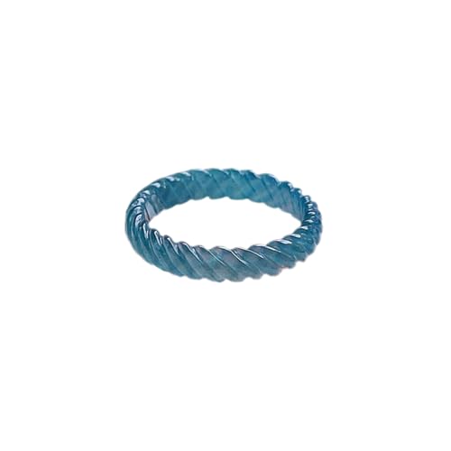 Ring aus natürlicher Jade, handgeschnitzt, gebratener Teig, blauer Jadeit, für Damen und Herren, 33 cm von Bwesfy