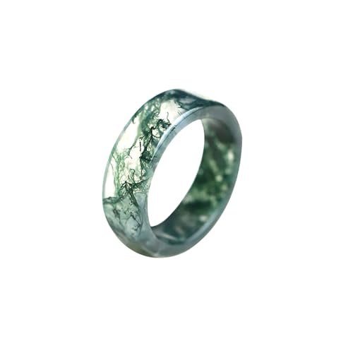 Ring mit Wassergras-grüner Jade für Damen und Herren, Eis, transparent, Glücksschmuck, Achat, Bandringe, Einheitsgröße, Achat von Bwesfy
