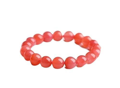 Rot-orangefarbenes Jade-Armband für Damen und Herren, natürlicher Achat-Kristall, Stretch-Perlenarmband, verstellbar, Einheitsgröße, Achat von Bwesfy