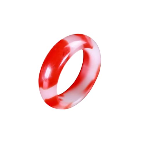 Rot-weiße Jade-Ringe für Männer und Frauen – natürlicher chinesischer Edelstein Jade Bandring – Glücksschmuck, Einheitsgröße, Achat von Bwesfy