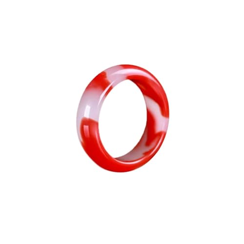 Rote schwimmende Blumen Jade-Ringe für Männer und Frauen – chinesischer Edelstein Jade Band Ring – Glücksschmuck, Einheitsgröße, Achat von Bwesfy
