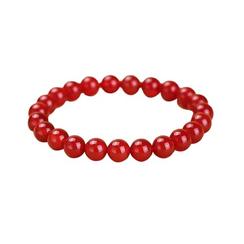 Rotes Karneol-Armband für Männer und Frauen, Glücksarmband, handgefertigt, natürlicher Achat, Stretch-Schmuck, 6 mm von Bwesfy