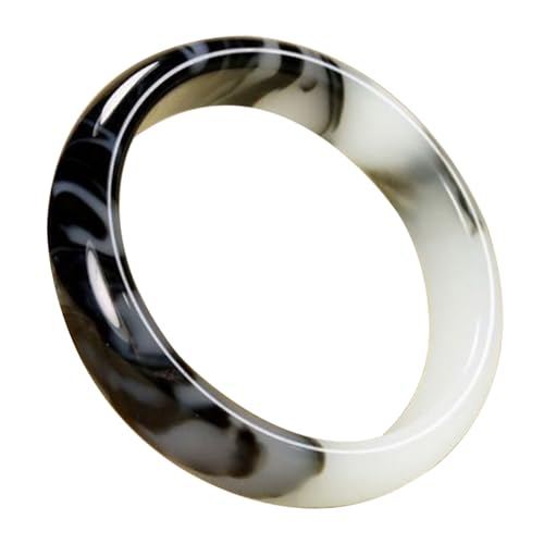 Schwarz Weiß Schwimmende Blumen Jade Armreif Armband für Frauen Handgemachte Glücksarmbänder, Einheitsgröße, Achat von Bwesfy