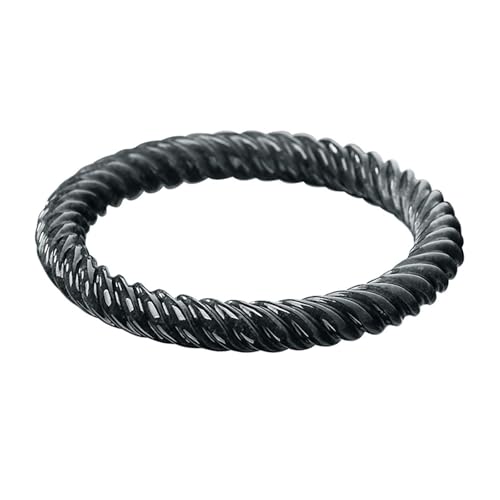 Schwarzer gedrehter Jade-Armreif für Damen, natürlich, rund, Güteklasse A, Jadeit-Armband, echt mit Zertifikat, 58 mm von Bwesfy