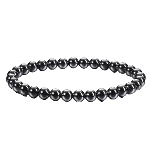 Schwarzes Jade-Armband für Damen und Herren, natürlicher Edelstein, Perlen, Kristall, Stretch-Armband, Einheitsgröße, Achat von Bwesfy