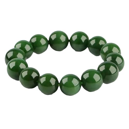 Spinatgrünes Jade-Armband für Damen und Herren, natürliche Edelsteine, Stretch, rundes Perlenarmband, Einheitsgröße, Achat von Bwesfy
