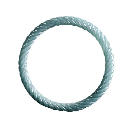 Twist Blue Jade Armreif für Damen, echtes mit Zertifikat, natürliches rundes Jadeit-Armband der Güteklasse A, 62 mm von Bwesfy
