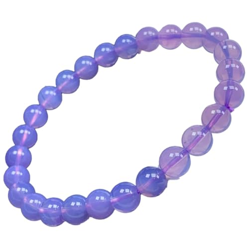 Violettes Jade-Armband für Damen und Herren, Amethyst-Edelstein, 7 mm, runde Perlen, Stretch-Armband, 17,8 cm, Unisex, 7 mm von Bwesfy