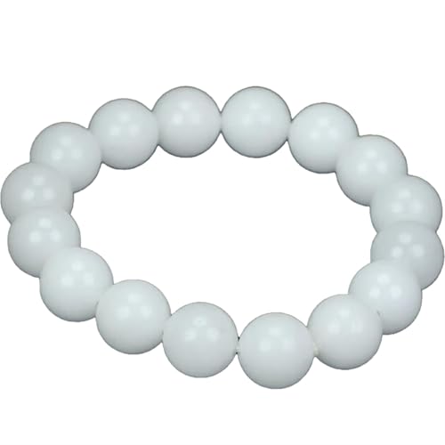 Weißes Jade-Armband für Damen und Herren, natürlicher Edelstein, Heilung, Stretch-Perlenarmband, Einheitsgröße, Achat von Bwesfy