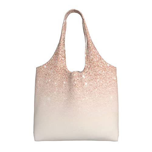 Glitzer-Pailletten-Tragetasche, Schultertasche, Segeltuch, Tragetasche für Damen, Einkaufstasche, Strandtasche, Roségold, künstlicher Glitzer., Einheitsgröße von Bxcqzs