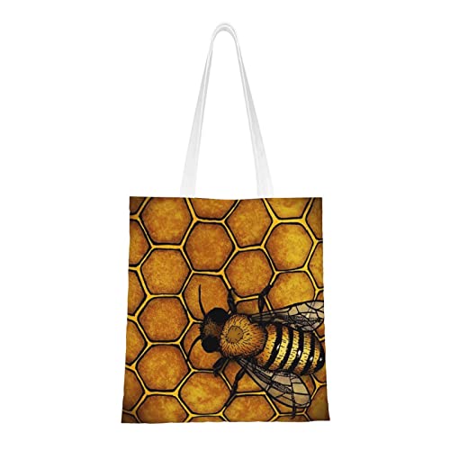 Lila Tragetasche Schultertasche Handtaschen Canvas Tote Bag für Frauen Einkaufstasche Strandtasche, Biene Honeybee, Einheitsgröße von Bxcqzs