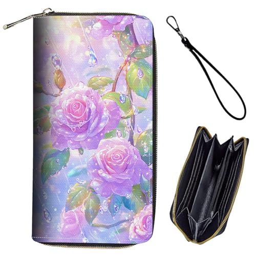 Bxgolkgd Damen-Geldbörse, RFID-blockierend, Leder, großes Fassungsvermögen, Kreditkartenhalter, PU-Leder, Damen-Clutch mit Münzfach mit Reißverschluss, Geldbörse-715 von Bxgolkgd