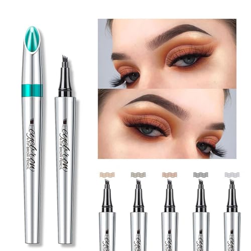 4-Forked Augenbrauenstift - Wasserdichter 3D Augenbrauenstift Mit 4 Gabelspitzen - Langanhaltend Natürliche Härchenzeichnung Eyebrow Pencil Microblading wasserfeste augenbrauen (FIVE) von Bxjinkele