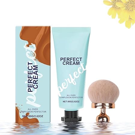 All-Over Complexion Perfector mit extra großem Makeup-Pinsel, langanhaltende CC Cream Foundation, wasserfeste Transfer-Resistant Skin Tint, Concealer mit hoher Deckkraft, Evens Skin (深肤色) von Bxjinkele