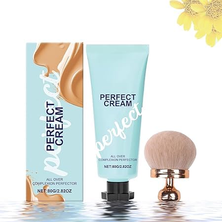 All-Over Complexion Perfector mit extra großem Makeup-Pinsel, langanhaltende CC Cream Foundation, wasserfeste Transfer-Resistant Skin Tint, Concealer mit hoher Deckkraft, Evens Skin (自然色) von Bxjinkele