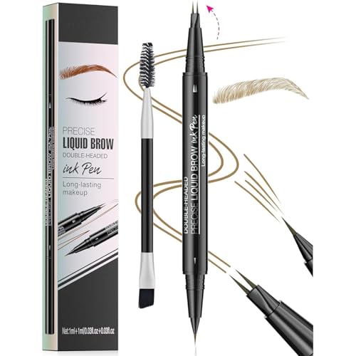 Curved Eyebrow Pen - Augenbrauenstift | Magischer Wasserdichter Augenbrauenstift | 2-In-1 Dual-Ended Microblading Augenbrauenstift | Für Natürliche Haarähnliche Brauen (Hellbraun) von Bxjinkele