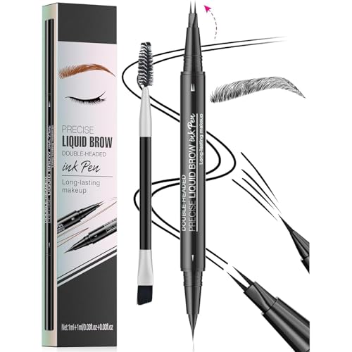 Curved Eyebrow Pen - Augenbrauenstift | Magischer Wasserdichter Augenbrauenstift | 2-In-1 Dual-Ended Microblading Augenbrauenstift | Für Natürliche Haarähnliche Brauen (Schwarz) von Bxjinkele