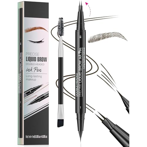 Curved Eyebrow Pen - Augenbrauenstift | Magischer Wasserdichter Augenbrauenstift | 2-In-1 Dual-Ended Microblading Augenbrauenstift | Für Natürliche Haarähnliche Brauen (Schwarzbraun) von Bxjinkele