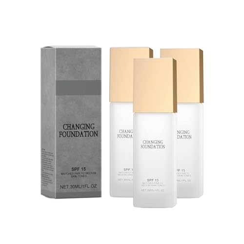 Farbwechselnde Foundation, Foundation Color Changing für alternde Haut, Foundation Color Changing, Schafft eine Makellose und Zarte,Helle bis Mittlere Hauttöne, nahtlose Ton-Anpassung (C) von Bxjinkele
