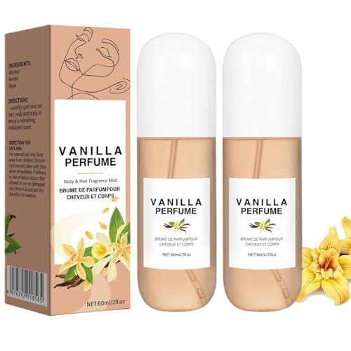 Vanille Parfüm | Vanilla Perfume Mit Vanilleextrakt | Vanilla Skin Eau De Parfums | Körper & Haarduftnebel | Lang Anhaltender Haut-Körpernebel | Tragbares Parfümspray Für Dating-Reisen (2Pcs) von Bxjinkele
