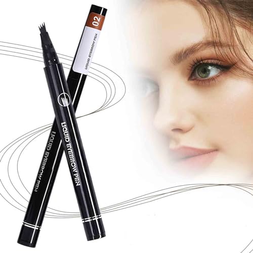 Wasserdichter 3D Augenbrauenstift Mit 4 Gabelspitzen, 2024 Neu Eyebrow Tattoo Pen, With A Micro Fork Tip Applicator Wischfest Transferfest, Erzeugt Mühelos Natürlich Aussehende Brauen (Grau) von Bxjinkele