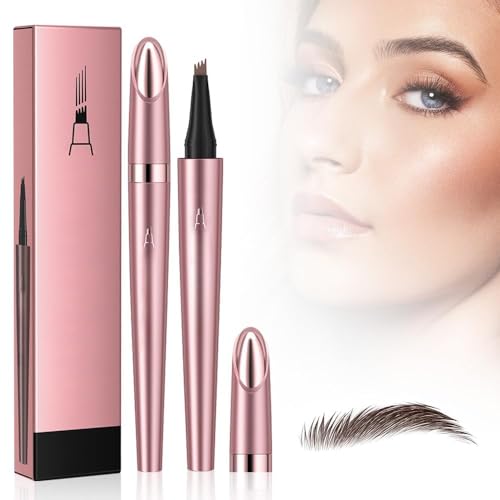 Wasserdichter 3D Augenbrauenstift Mit 4 Gabelspitzen | Microblading Augenbrauenstift Härchenzeichnung | Augenbrauenstift Mit 4 Gabelspitze Applikator | Erzeugt Mühelos Natürliche Augenbrauen (Braun) von Bxjinkele