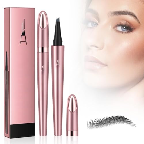Wasserdichter 3D Augenbrauenstift Mit 4 Gabelspitzen | Microblading Augenbrauenstift Härchenzeichnung | Augenbrauenstift Mit 4 Gabelspitze Applikator | Erzeugt Mühelos Natürliche Augenbrauen (Grau) von Bxjinkele
