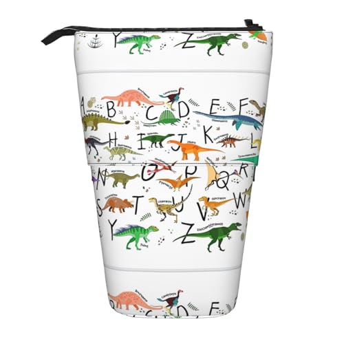 Bxzpzplj 3D schönes maritimes Sommer-Federmäppchen für Büro, Schreibwaren, einziehbares Federmäppchen, Federmäppchen, Arbeit, Stilvolle Lern-Alphabete mit Dinosauriern, Einheitsgröße von Bxzpzplj