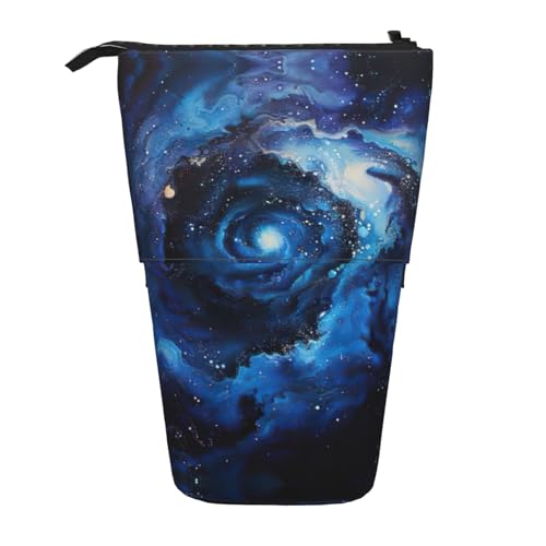 Bxzpzplj Crazy Save Federmäppchen mit Seekuh-Druck, Teleskop-Etui, multifunktional, Schreibwaren, Aufbewahrungstasche, Box, Schule, Büro, Blue Galaxy, Einheitsgröße von Bxzpzplj