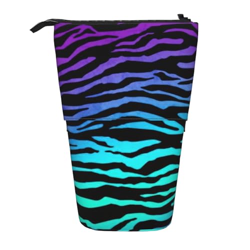 Bxzpzplj Einfaches Federmäppchen mit Libellen-Druck, Teleskop-Schreibwaren-Aufbewahrungstasche für Schulbedarf, Make-up-Aufbewahrung, Lila Blau Grün Camouflage Zebra Streifen, Einheitsgröße von Bxzpzplj