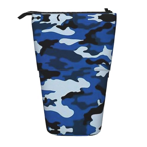 Bxzpzplj Federmäppchen, Teleskop-Etui, Schreibwaren, Make-up, Aufbewahrungstasche für Teenager, Schulbedarf, Blau mit Punktemuster, blau camouflage, Einheitsgröße von Bxzpzplj