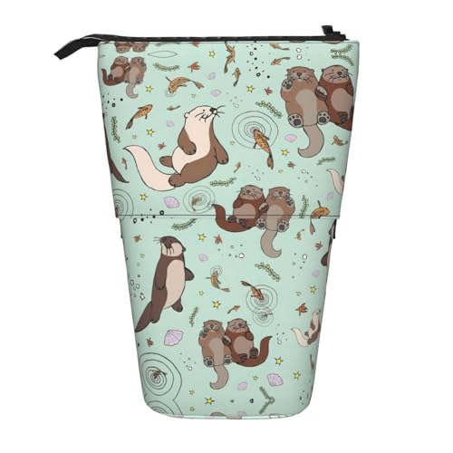 Bxzpzplj Federmäppchen, Teleskop-Etui, multifunktional, für Schule, Büro, Camouflage, Zebrastreifen, Violett, Blau, Grün, Otter, Einheitsgröße von Bxzpzplj